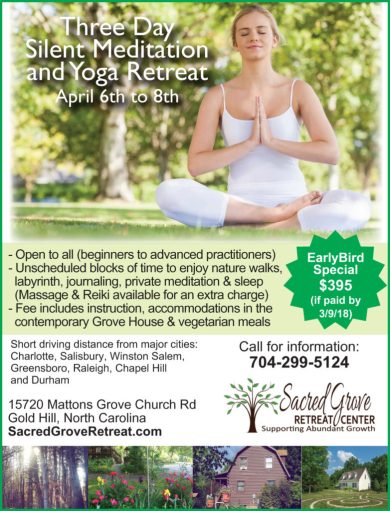 A flyer for a yoga retreat in the middle of spring.